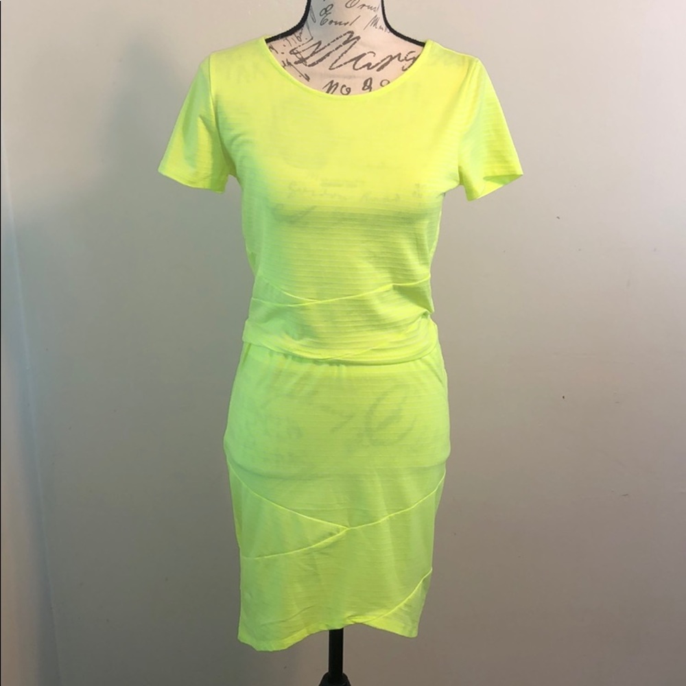 Florescent Green and White Strips Skirt Set.